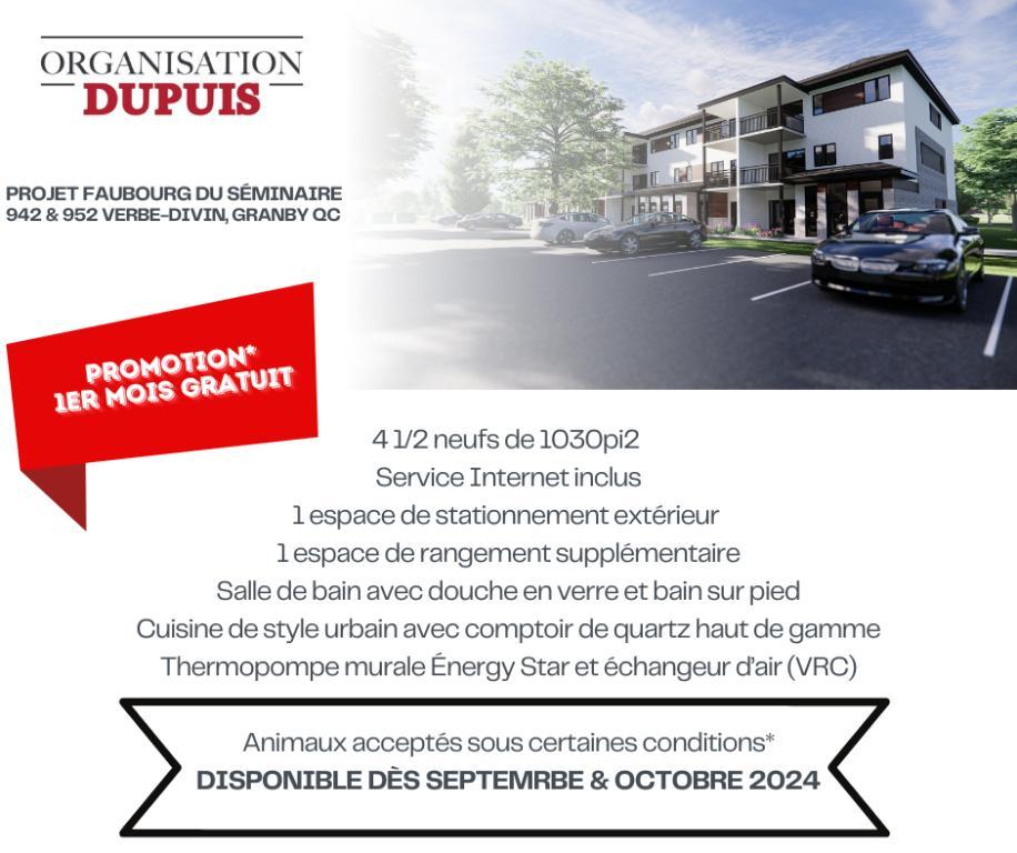 4 1/2 neufs disponibles en septembre & octobre 2024*