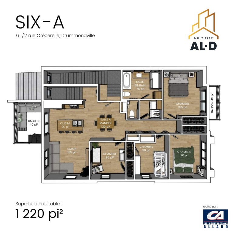 Logement NEUF à Louer 6 ½, 4 Chambres