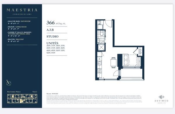 •*¨*•.¸¸ LUXURY One-Bedroom 3-1/2 3.5 Downtown Maestria w/ Balcony