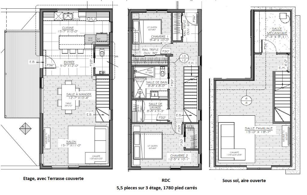 Grand jumelé neuf style condo, sur 3 étages. Terrasse vue partielle sur Québec