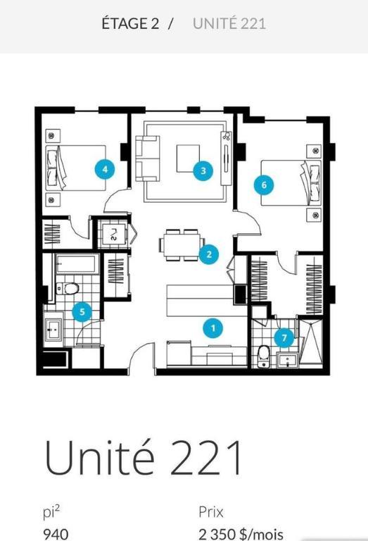 Très beau 4 1/2 (neuf, 2 chambres, 2 sdb) en plein coeur du plateau