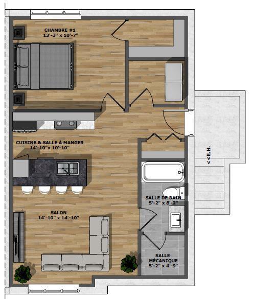 Appartement 3 1/2 tout neuf style condo – disponible à partir du 24 Novembre 2024