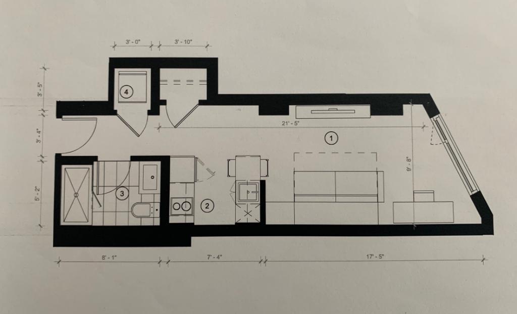 Studio a louer Griffintown avec gym, salle de sport, terrasse & piscine sur le toit