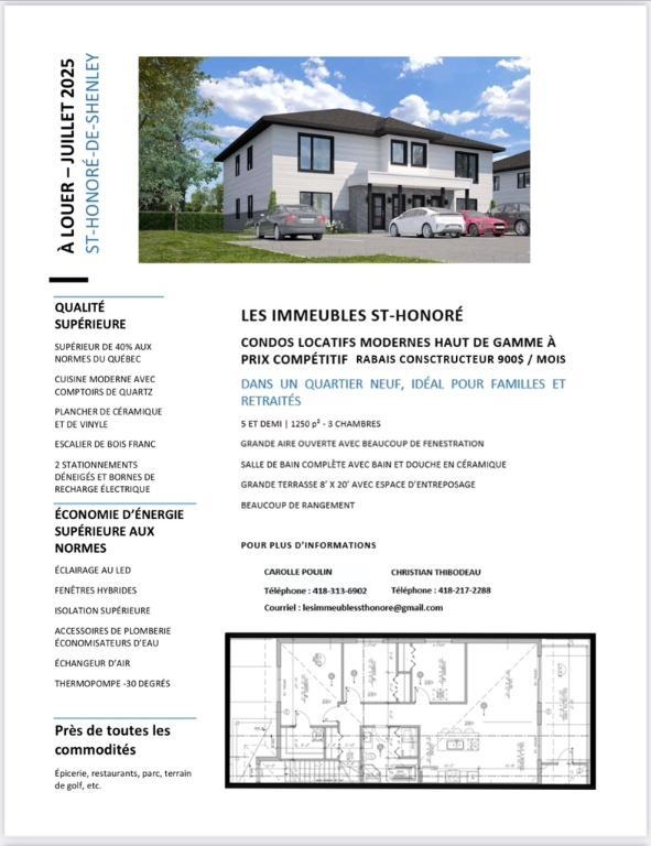 Logement 51/2 a louer a St honoré