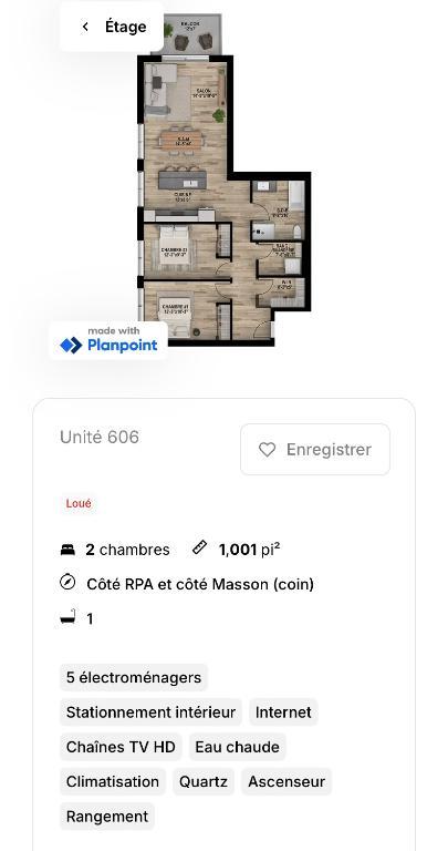 Condo locatif neuf (4 1/2) « 2 ans prix fixe »