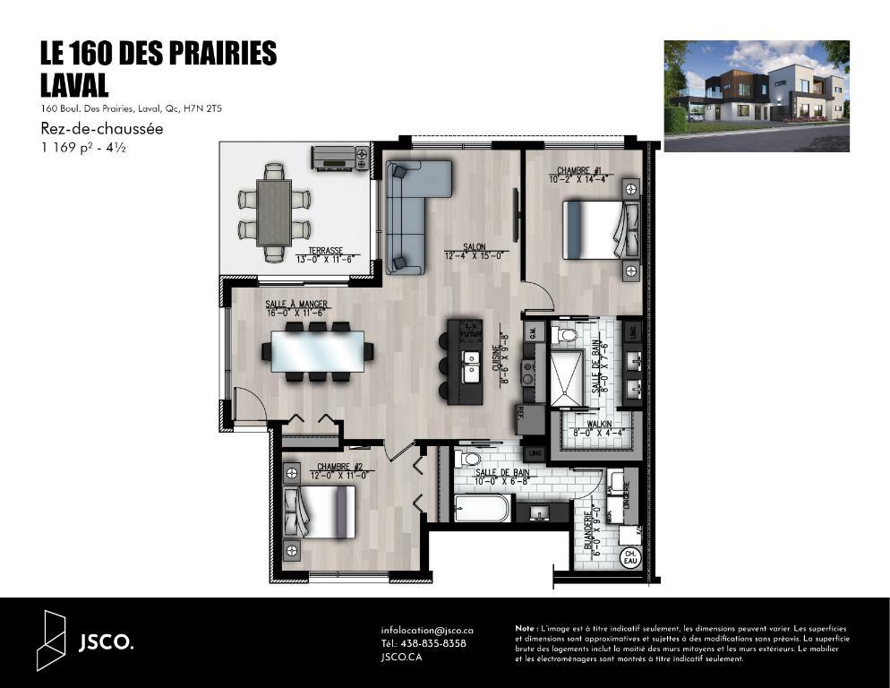 160 Des prairies | 4½ | Accès à la rivière des prairies | 2 SDB | INTERNET | SEPTEMBRE 2025