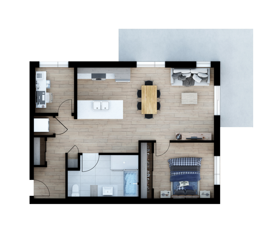 1 Chambre + Bureau