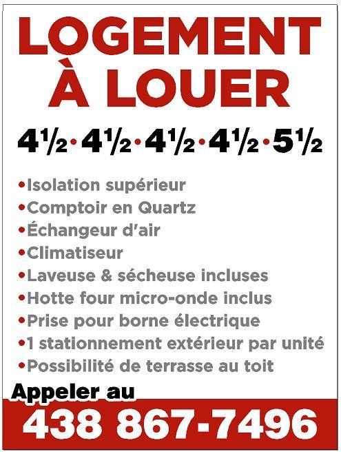 Logement 4.5 et 5.5 à louer