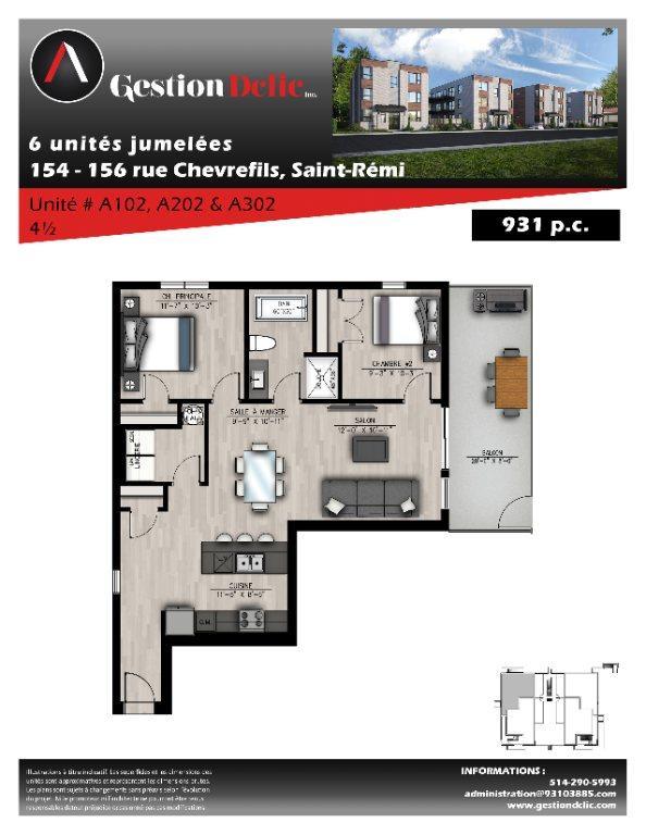 APPARTEMENT 2 CHAMBRES - ST-RÉMI