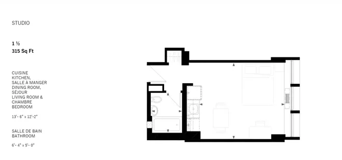 1 room apartment of 50 m² in Montreal
