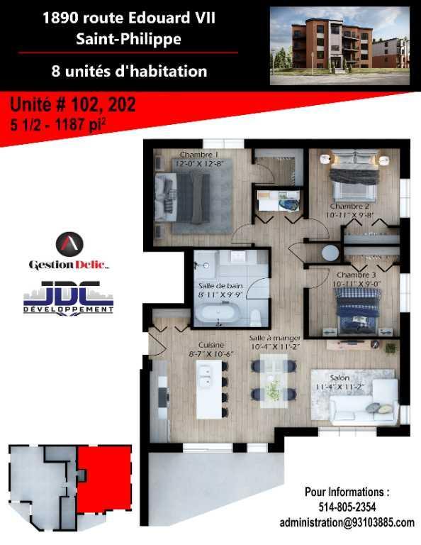 PROMO 1900$/mois - 5 1/2 PIECES - ST-PHILIPPE - 3 CHAMBRES