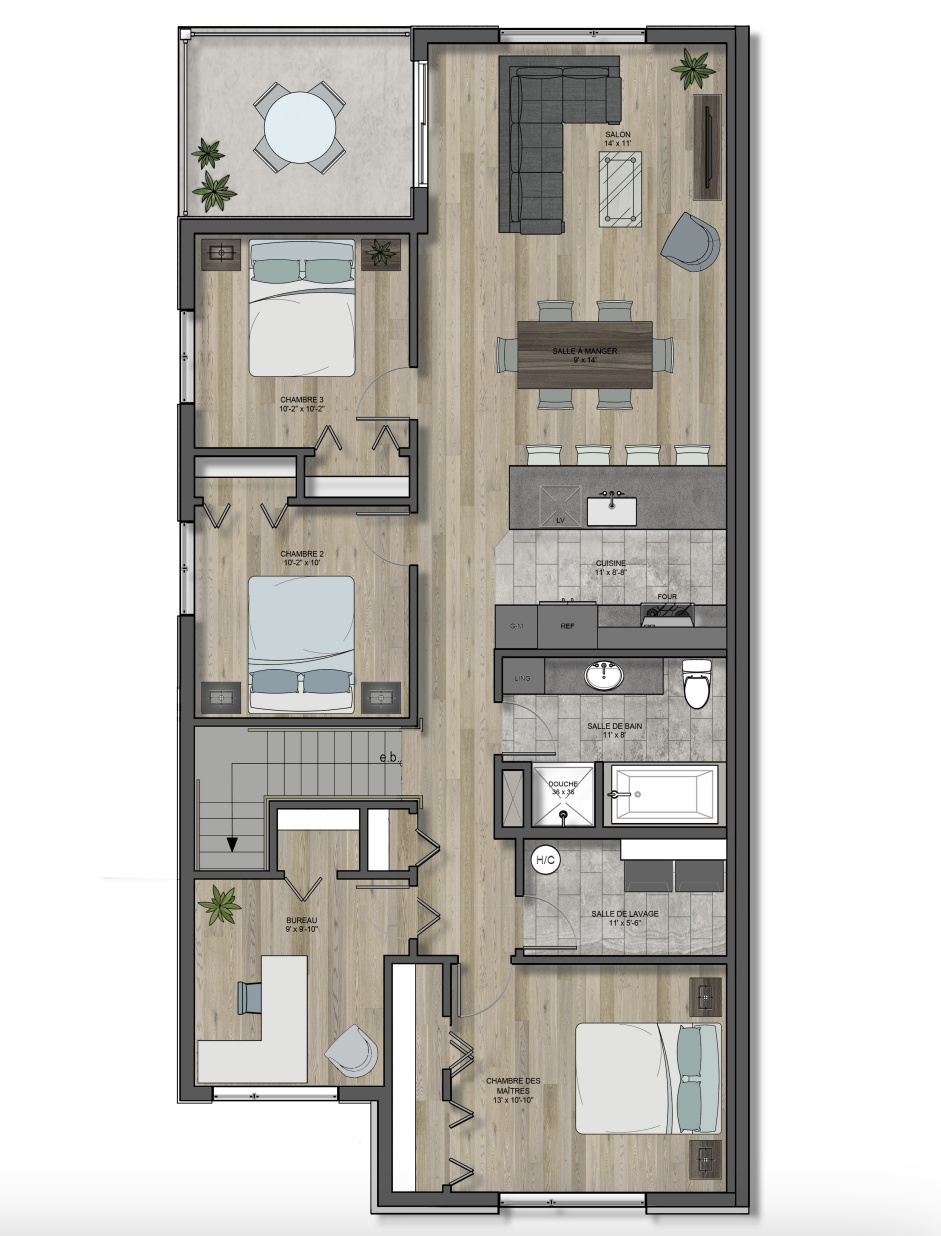 Grand 5 1/2 Style Condo à Louer