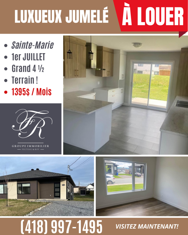 Luxueux Jumelé 4 1/2 Avec Terrain