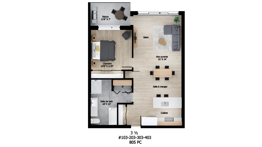Grand 3 1/2 Haut De Gamme, 3e Étage