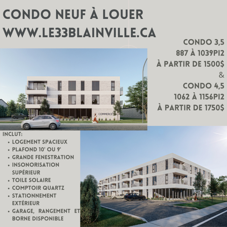 Le 33 Blainville_Condo 3,5