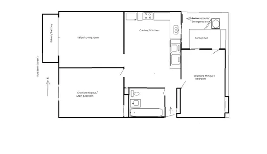 4 rooms apartment of 65 m² in Montreal