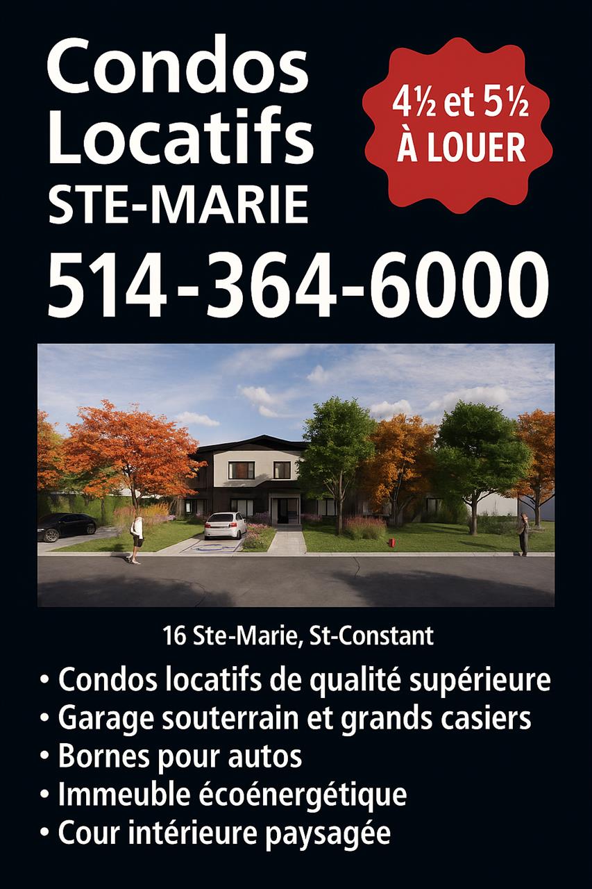 5 ½ Neufs, Garage Souterrain, A/C, Calme
