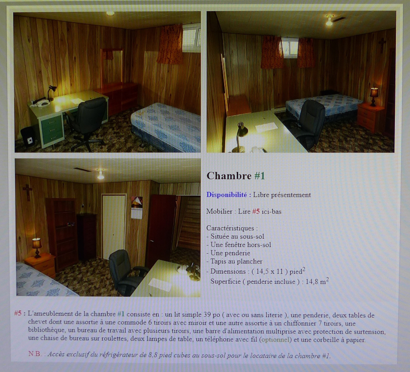 Chambres Meublées (étudiants) à Louer