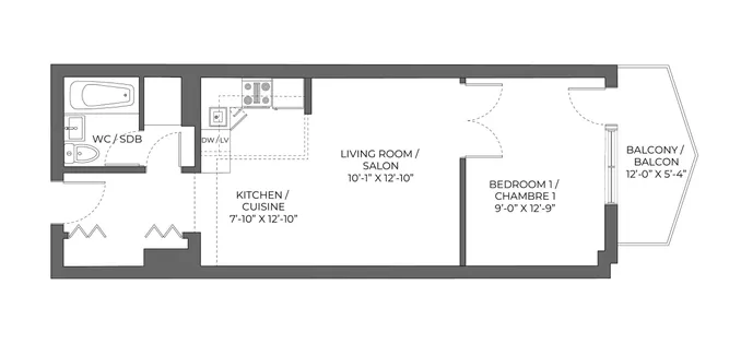 1 room apartment of 61 m² in Montreal