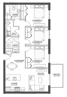 5 rooms apartment of 100m² in Sherbrooke