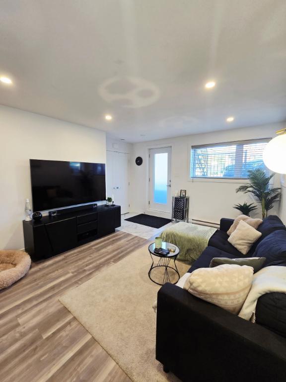 5 1/2, Ste-madeleine, bas de triple(demi-sous-sol), porte patio ,terrasse, cabanon, secteur sécuritaire, tranquille, près des services