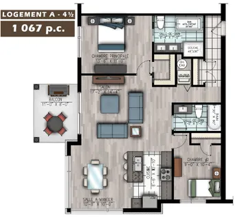4 rooms apartment of 99m² in Bromont