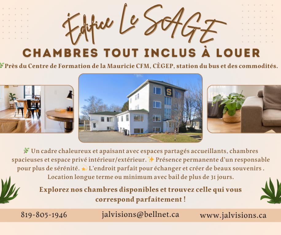 Chambre meublée tout Inclus avec Wi-Fi, stationnement, buanderie gratuite - location au mois avec bail / Libre immédiatement