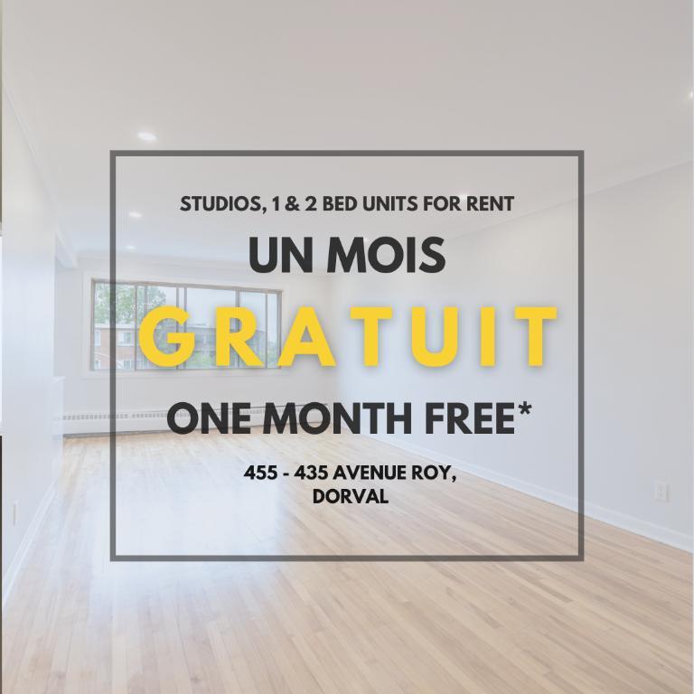 🟢UN MOIS GRATUIT*🟢 🏡 2 1/2 lumineuse |1 290 $/mois