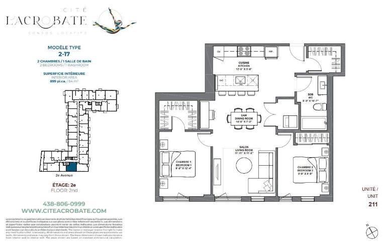 2 CH - 1 SDB - Montreal - $2,100 /mo