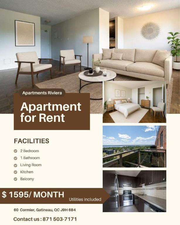 2 CH - 1 SDB - Gatineau - $1,695 /mo