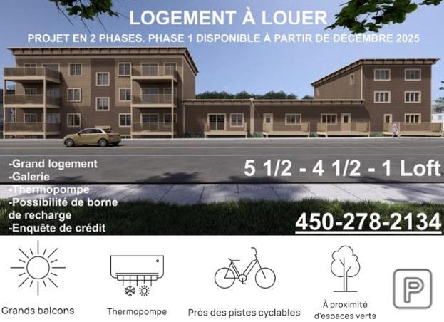 4 1/2 à louer - Roxton Falls Près de Granby et Acton Vale