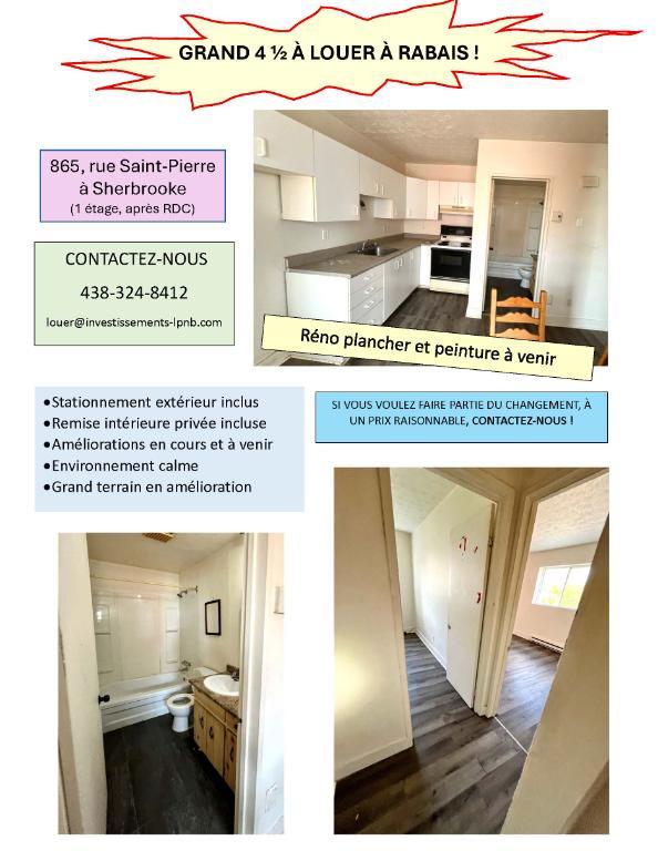 4 ½ à Sherbrooke - 1000$/mois - Rabais disponible