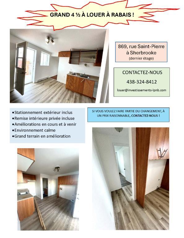 4 ½ à Sherbrooke - 1000$/mois - Rabais disponible