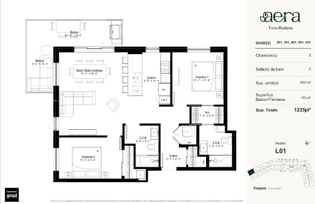 Aera Trois-Rivières | Grand 2 cac d'inspiration hôtelière - Condo / appartement / logement à louer