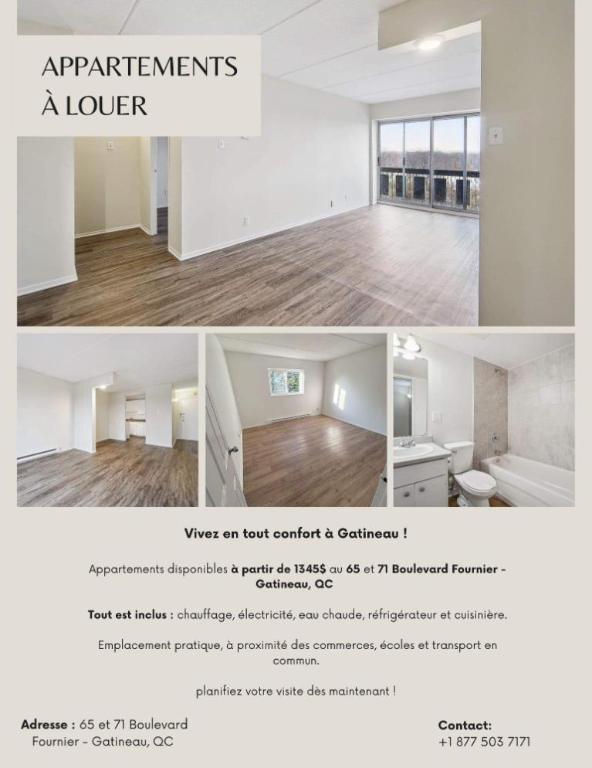 2 CH - 1 SDB - Gatineau - $1,545 /mo