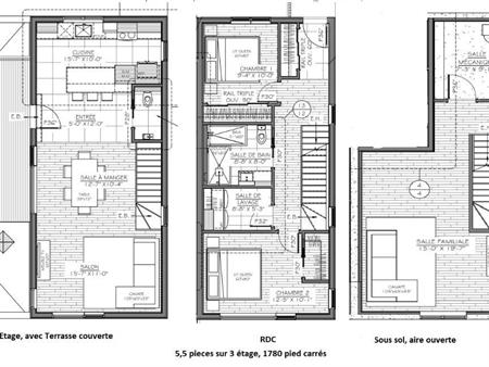 Grand jumelé neuf style condo, sur 3 étages. Terrasse vue partielle sur Québec