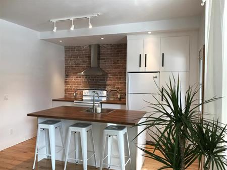 Rez-de-chaussé sur 2 étages avec cour/Métro St-Henri