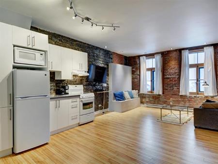 Loft entièrement meublé à louer Vieux-Québec juillet 2025